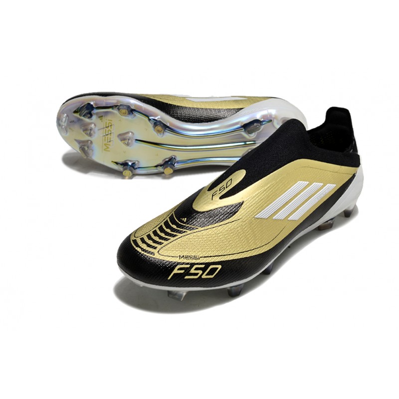 adidas F50 Elite Snörlös FG Fotbollsskor Guld Svart Vit för Herr 7 Billiga Fotbollsskor adidas F50 Elite Snörlös FG Fotbollsskor Guld Svart Vit 7
