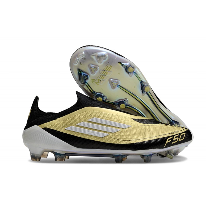 adidas F50 Elite Snörlös FG Fotbollsskor Guld Svart Vit för Herr 3 Billiga Fotbollsskor adidas F50 Elite Snörlös FG Fotbollsskor Guld Svart Vit 3
