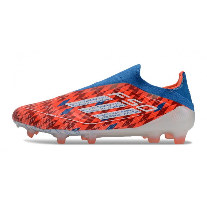 adidas F50 Elite Snörlös FG Fotbollsskor Röd Blå Vit för Herr 4 Billiga Fotbollsskor adidas F50 Elite Snörlös FG Fotbollsskor Röd Blå Vit 4