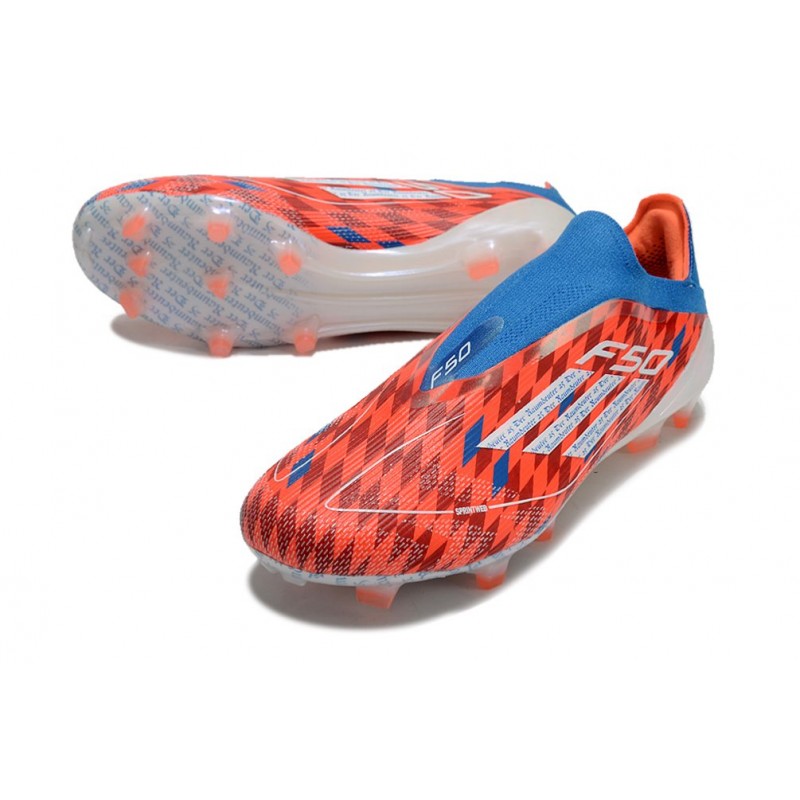 adidas F50 Elite Snörlös FG Fotbollsskor Röd Blå Vit för Herr 7 Billiga Fotbollsskor adidas F50 Elite Snörlös FG Fotbollsskor Röd Blå Vit 7