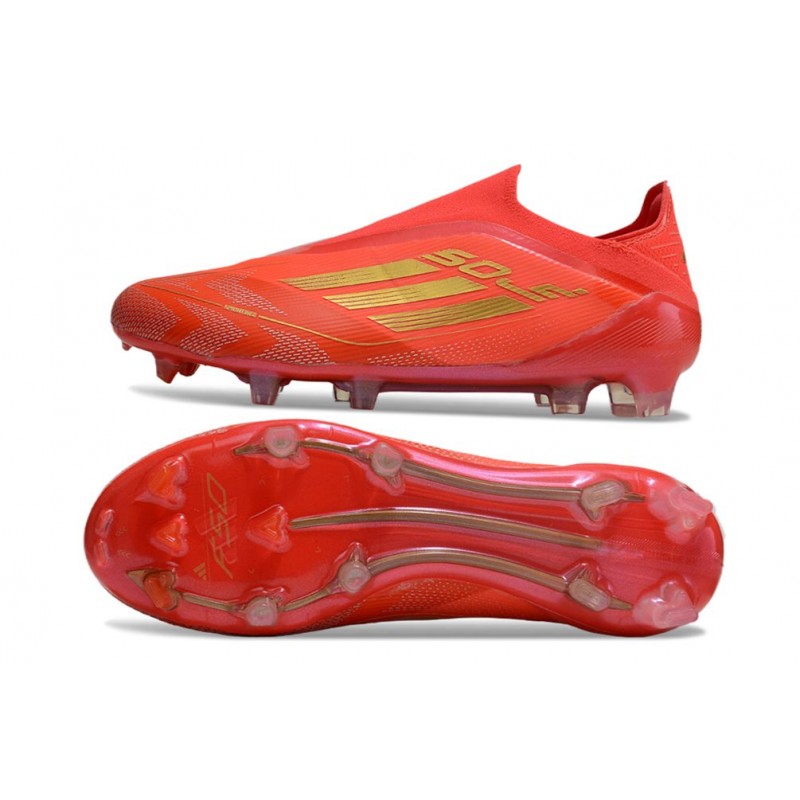 adidas F50 Elite Snörlös FG Fotbollsskor Röd Guld för Herr 5 Billiga Fotbollsskor adidas F50 Elite Snörlös FG Fotbollsskor Röd Guld 5