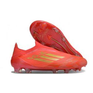adidas F50 Elite Snörlös FG Fotbollsskor Röd Guld för Herr Billiga Fotbollsskor adidas F50 Elite Snörlös FG Fotbollsskor Röd Guld