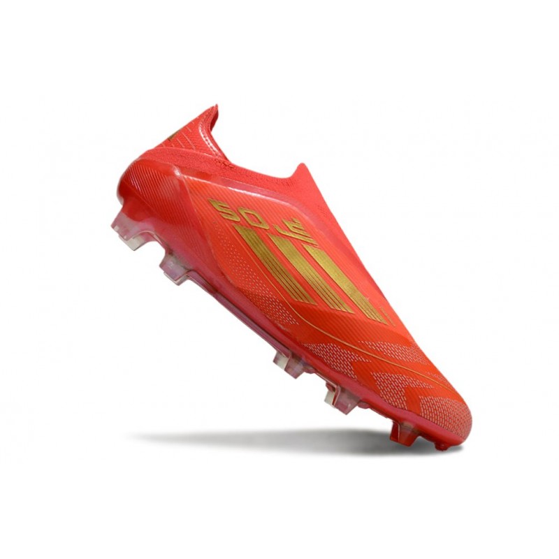 adidas F50 Elite Snörlös FG Fotbollsskor Röd Guld för Herr 9 Billiga Fotbollsskor adidas F50 Elite Snörlös FG Fotbollsskor Röd Guld 9