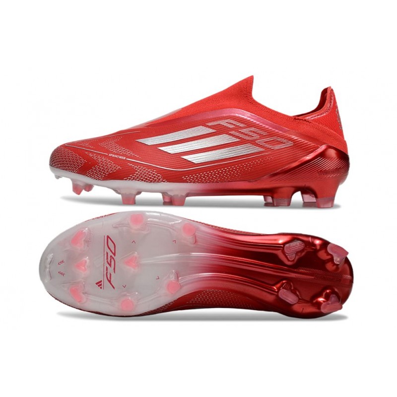 adidas F50 Elite Snörlös FG Fotbollsskor Röd Silver för Herr 5 Billiga Fotbollsskor adidas F50 Elite Snörlös FG Fotbollsskor Röd Silver 5
