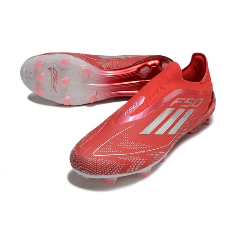 adidas F50 Elite Snörlös FG Fotbollsskor Röd Silver för Herr 7 Billiga Fotbollsskor adidas F50 Elite Snörlös FG Fotbollsskor Röd Silver 7
