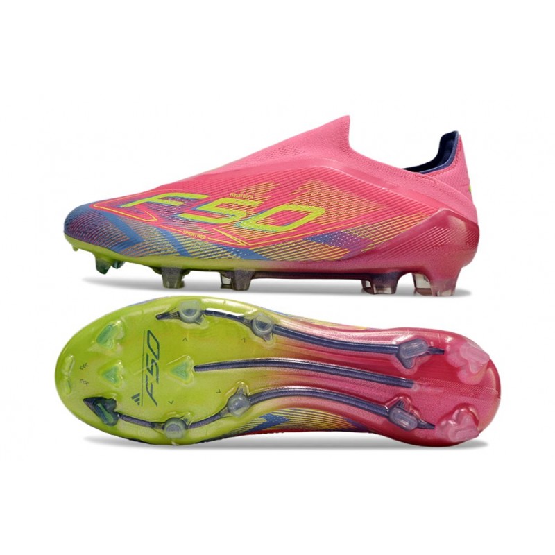 adidas F50 Elite Snörlös FG Fotbollsskor Rosa Gul Lila för Herr 5 Billiga Fotbollsskor adidas F50 Elite Snörlös FG Fotbollsskor Rosa Gul Lila 5