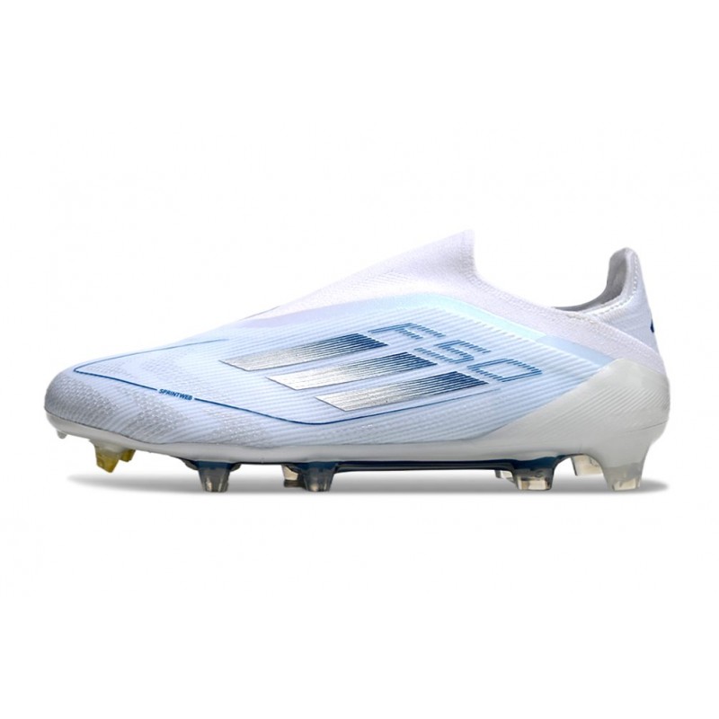 adidas F50 Elite Snörlös FG Fotbollsskor Vit Blå för Herr 4 Billiga Fotbollsskor adidas F50 Elite Snörlös FG Fotbollsskor Vit Blå 4