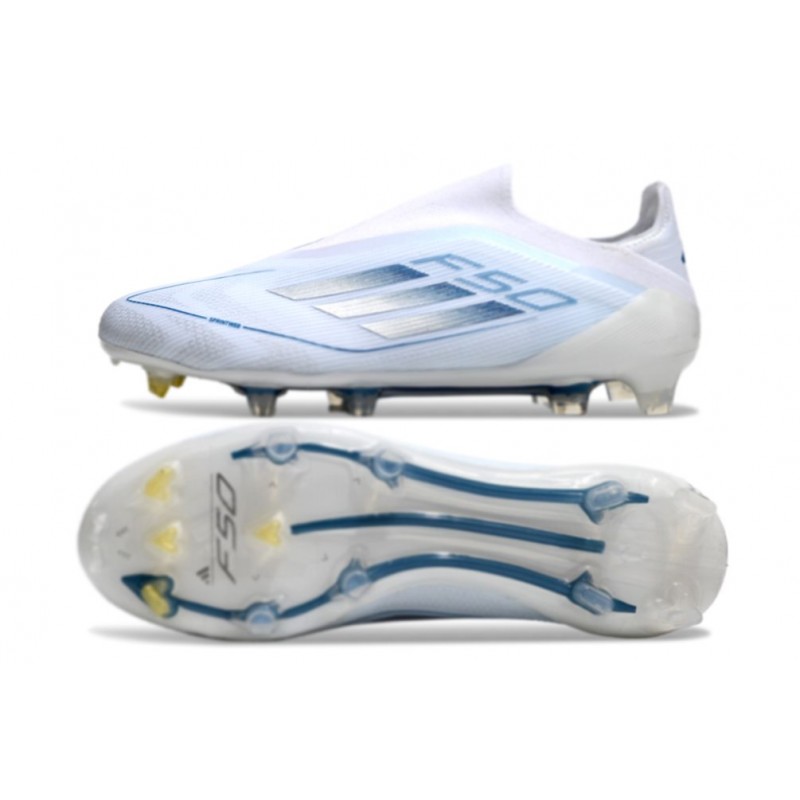 adidas F50 Elite Snörlös FG Fotbollsskor Vit Blå för Herr 5 Billiga Fotbollsskor adidas F50 Elite Snörlös FG Fotbollsskor Vit Blå 5