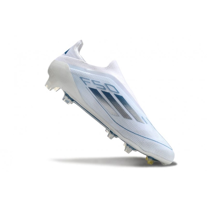 adidas F50 Elite Snörlös FG Fotbollsskor Vit Blå för Herr 9 Billiga Fotbollsskor adidas F50 Elite Snörlös FG Fotbollsskor Vit Blå 9