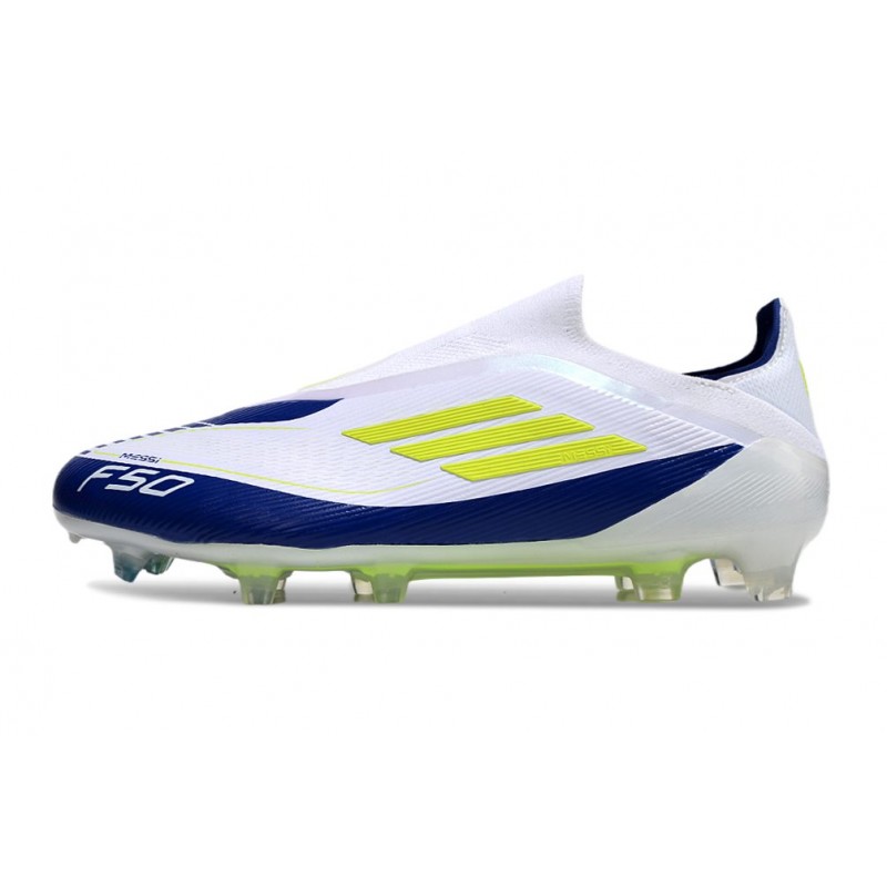 adidas F50 Elite Snörlös FG Fotbollsskor Vit Blå Gul för Herr 4 Billiga Fotbollsskor adidas F50 Elite Snörlös FG Fotbollsskor Vit Blå Gul 4