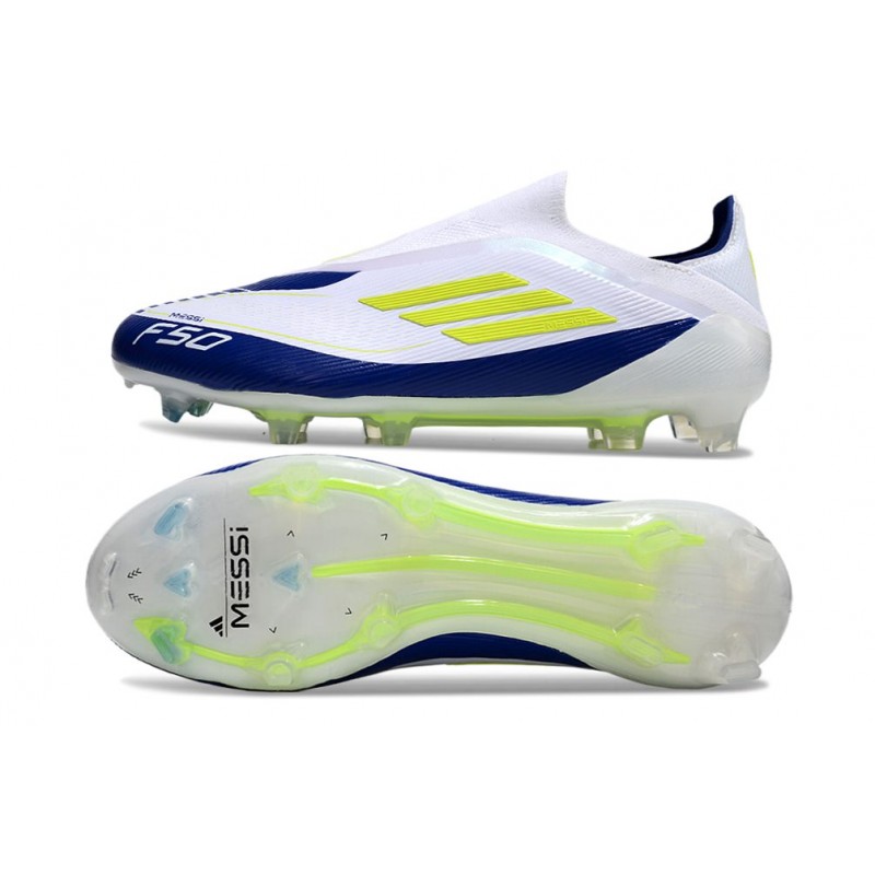 adidas F50 Elite Snörlös FG Fotbollsskor Vit Blå Gul för Herr 5 Billiga Fotbollsskor adidas F50 Elite Snörlös FG Fotbollsskor Vit Blå Gul 5