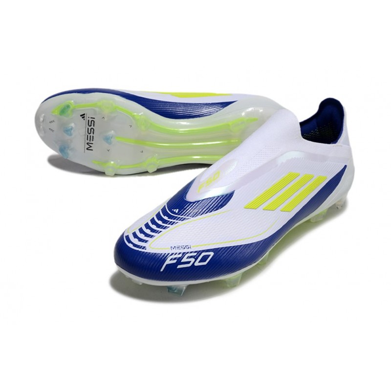 adidas F50 Elite Snörlös FG Fotbollsskor Vit Blå Gul för Herr 7 Billiga Fotbollsskor adidas F50 Elite Snörlös FG Fotbollsskor Vit Blå Gul 7