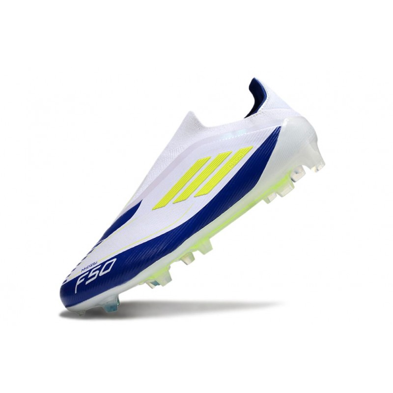 adidas F50 Elite Snörlös FG Fotbollsskor Vit Blå Gul för Herr 8 Billiga Fotbollsskor adidas F50 Elite Snörlös FG Fotbollsskor Vit Blå Gul 8
