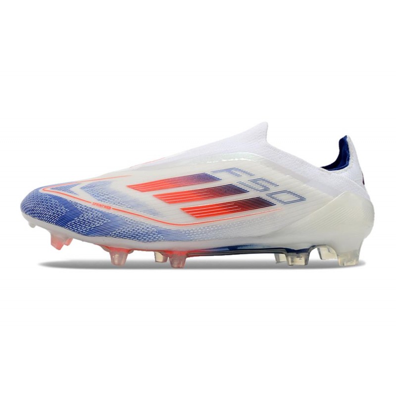 adidas F50 Elite Snörlös FG Fotbollsskor Vit Blå Röd för Herr 4 Billiga Fotbollsskor adidas F50 Elite Snörlös FG Fotbollsskor Vit Blå Röd 4
