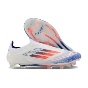 adidas F50 Elite Snörlös FG Fotbollsskor Vit Blå Röd för Herr Billiga Fotbollsskor adidas F50 Elite Snörlös FG Fotbollsskor Vit Blå Röd