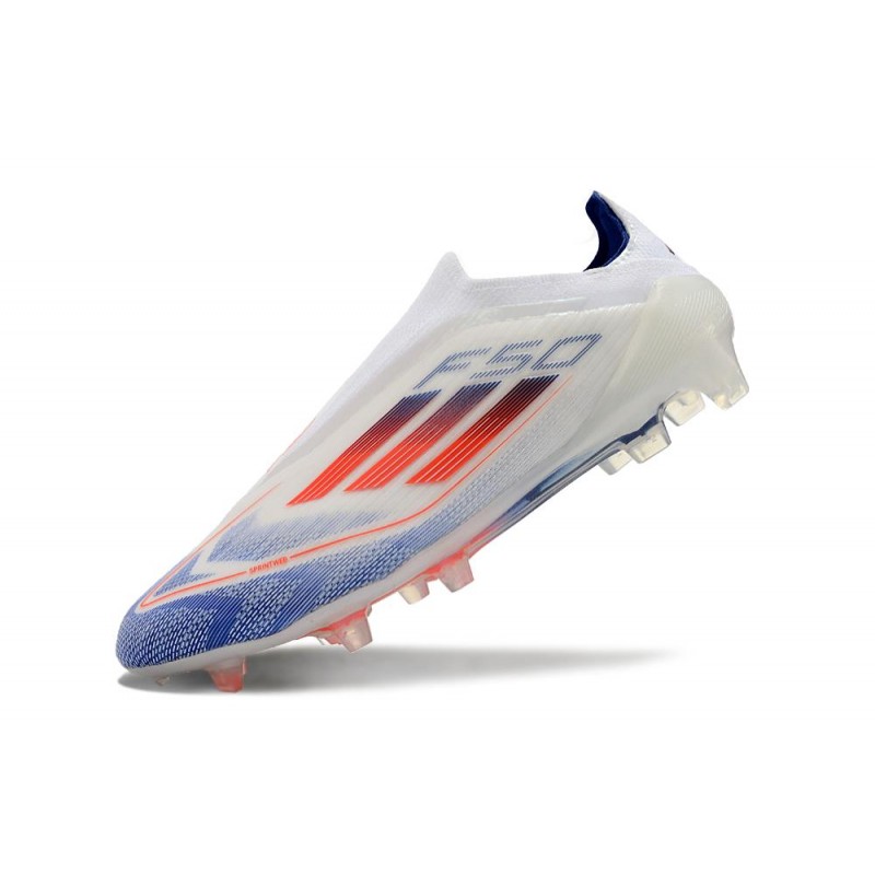 adidas F50 Elite Snörlös FG Fotbollsskor Vit Blå Röd för Herr 8 Billiga Fotbollsskor adidas F50 Elite Snörlös FG Fotbollsskor Vit Blå Röd 8