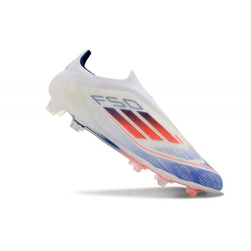 adidas F50 Elite Snörlös FG Fotbollsskor Vit Blå Röd för Herr 9 Billiga Fotbollsskor adidas F50 Elite Snörlös FG Fotbollsskor Vit Blå Röd 9
