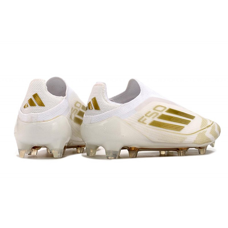 adidas F50 Elite Snörlös FG Fotbollsskor Vit Guld för Herr 6 Billiga Fotbollsskor adidas F50 Elite Snörlös FG Fotbollsskor Vit Guld 6