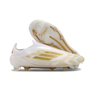 adidas F50 Elite Snörlös FG Fotbollsskor Vit Guld för Herr Billiga Fotbollsskor adidas F50 Elite Snörlös FG Fotbollsskor Vit Guld