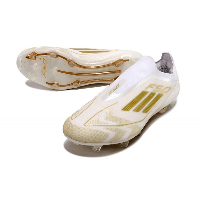 adidas F50 Elite Snörlös FG Fotbollsskor Vit Guld för Herr 7 Billiga Fotbollsskor adidas F50 Elite Snörlös FG Fotbollsskor Vit Guld 7