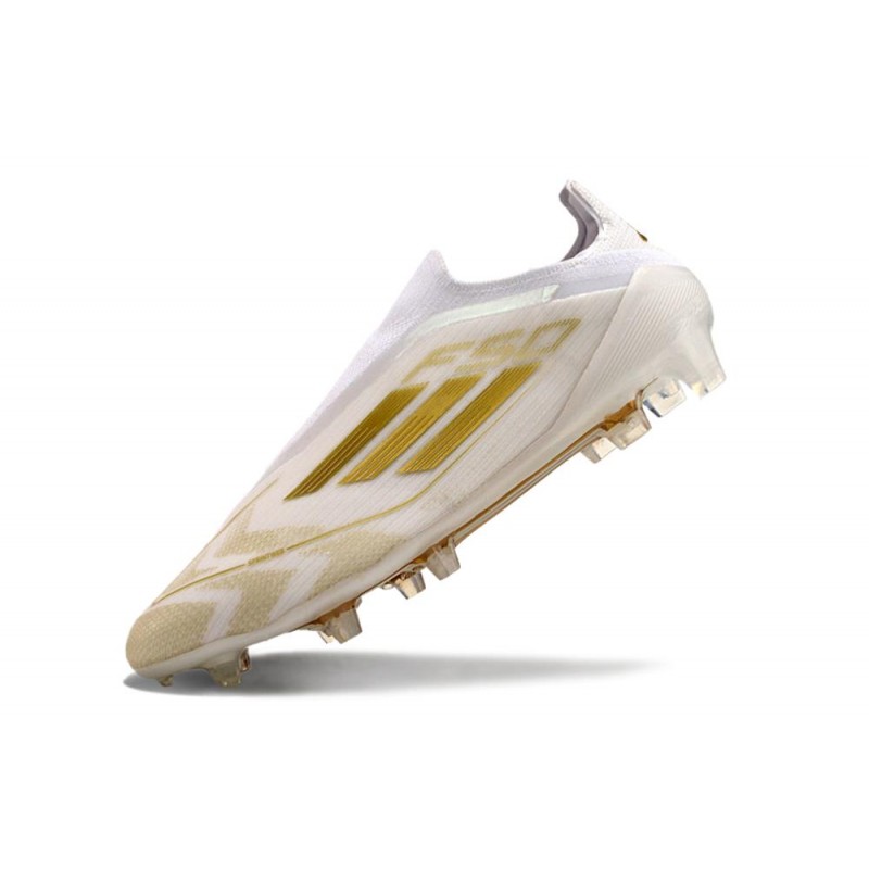 adidas F50 Elite Snörlös FG Fotbollsskor Vit Guld för Herr 8 Billiga Fotbollsskor adidas F50 Elite Snörlös FG Fotbollsskor Vit Guld 8