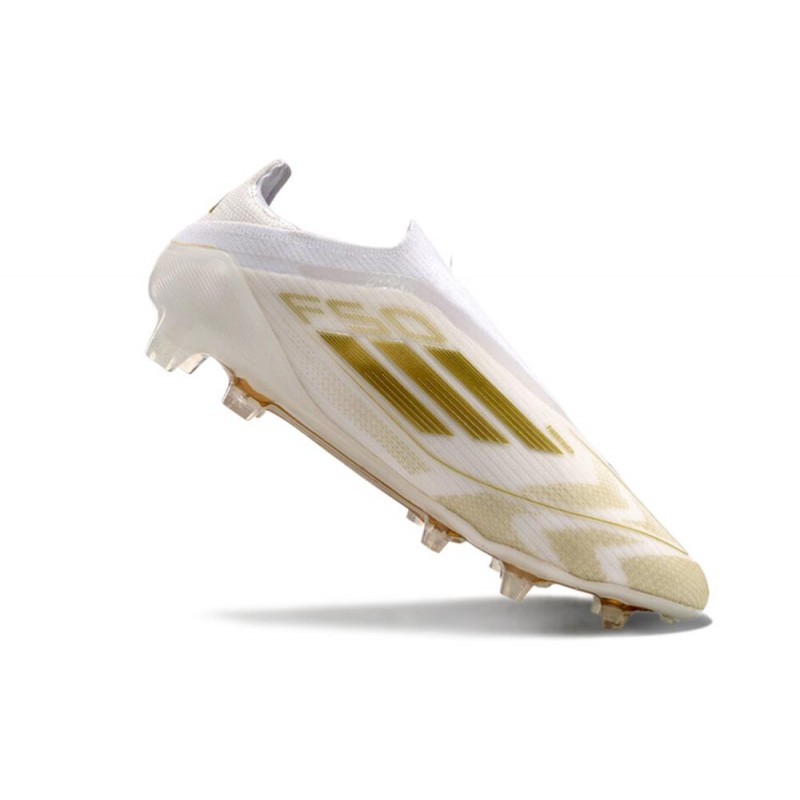adidas F50 Elite Snörlös FG Fotbollsskor Vit Guld för Herr 9 Billiga Fotbollsskor adidas F50 Elite Snörlös FG Fotbollsskor Vit Guld 9