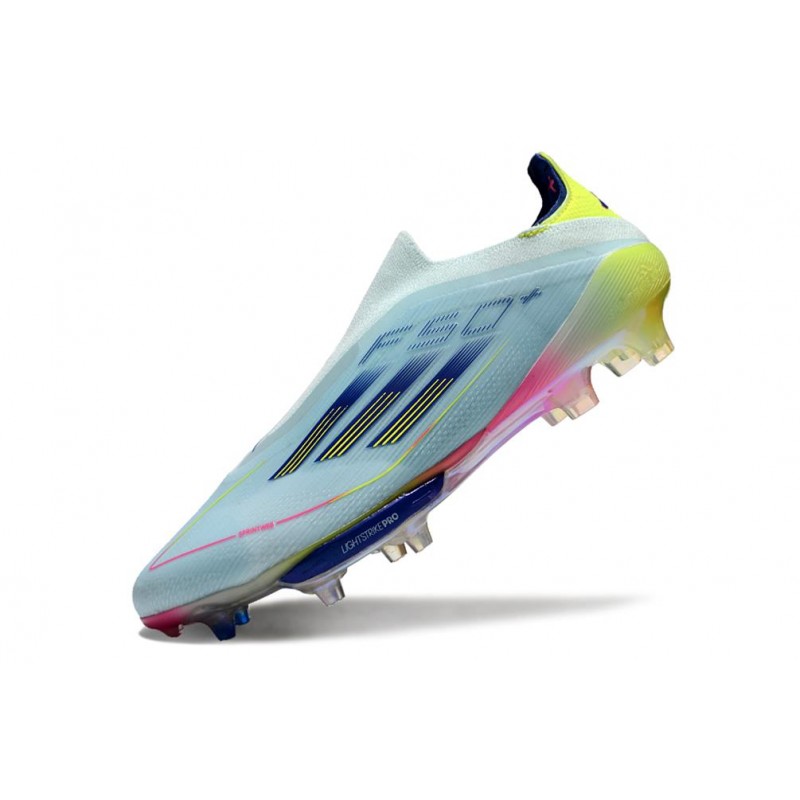 adidas F50 + Laceless FG Blå Gul för Herr 8 Billiga Fotbollsskor adidas F50 + Laceless FG Blå Gul 8