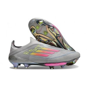 adidas F50 + Laceless FG Grå Rosa Gul för Herr Billiga Fotbollsskor adidas F50 + Laceless FG Grå Rosa Gul