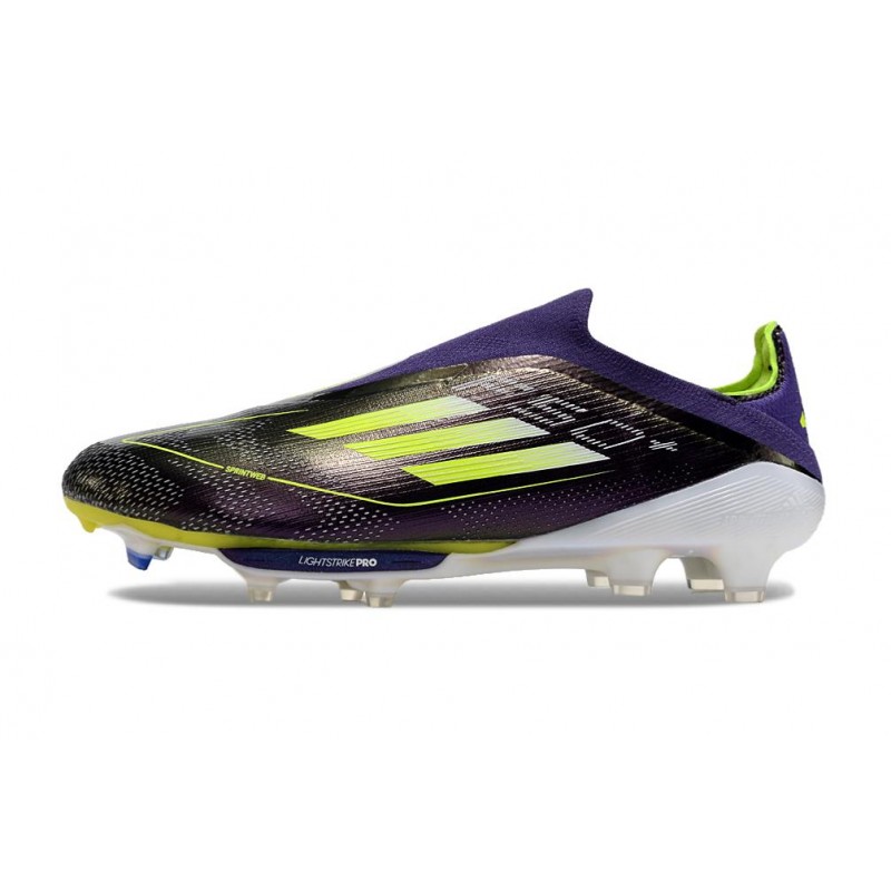 adidas F50 + Laceless FG Lila Gul för Herr 4 Billiga Fotbollsskor adidas F50 + Laceless FG Lila Gul 4