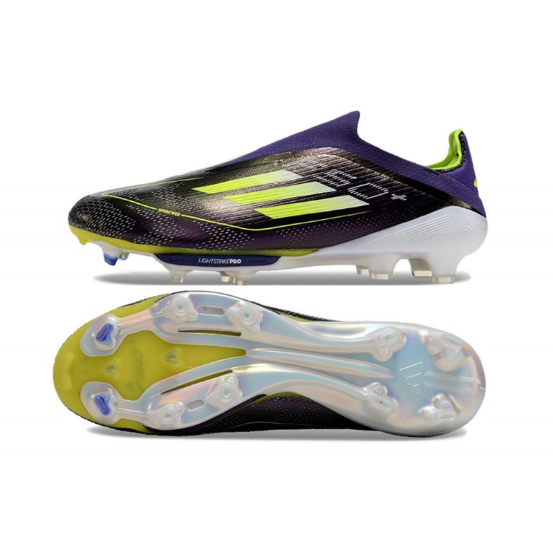 adidas F50 + Laceless FG Lila Gul för Herr 5 Billiga Fotbollsskor adidas F50 + Laceless FG Lila Gul 5