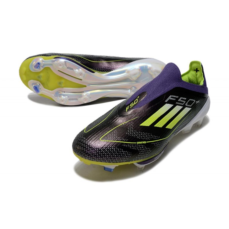 adidas F50 + Laceless FG Lila Gul för Herr 7 Billiga Fotbollsskor adidas F50 + Laceless FG Lila Gul 7