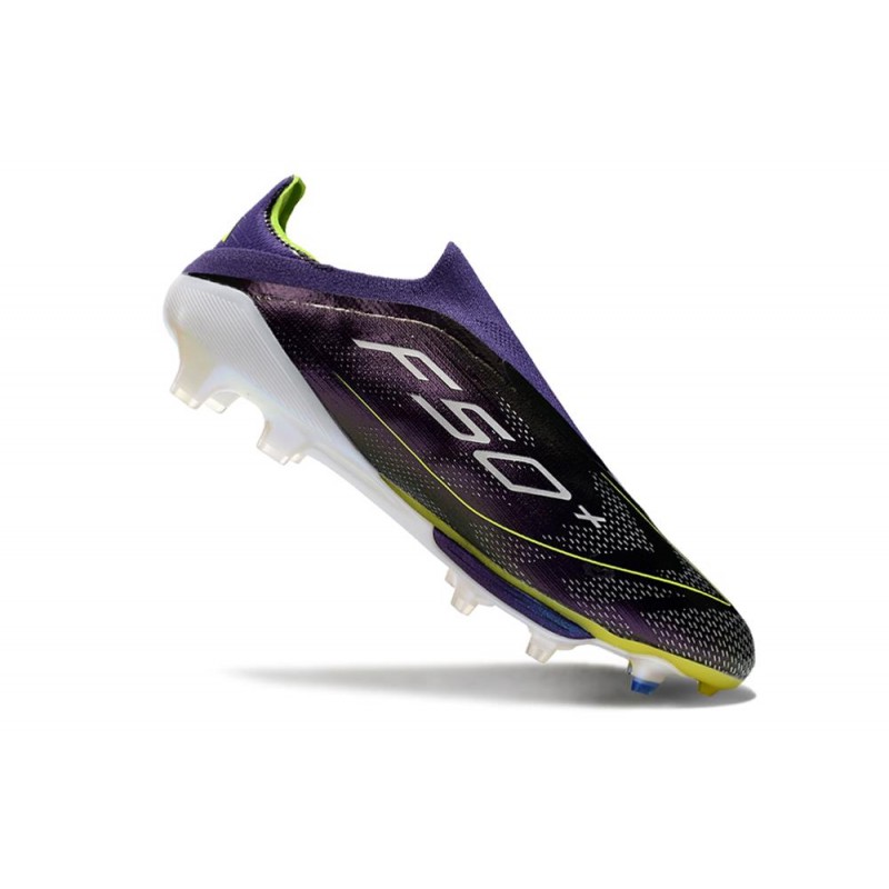adidas F50 + Laceless FG Lila Gul för Herr 9 Billiga Fotbollsskor adidas F50 + Laceless FG Lila Gul 9