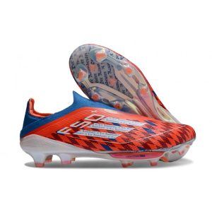 adidas F50 + Laceless FG Röd Vit Blå för Herr Billiga Fotbollsskor adidas F50 + Laceless FG Röd Vit Blå