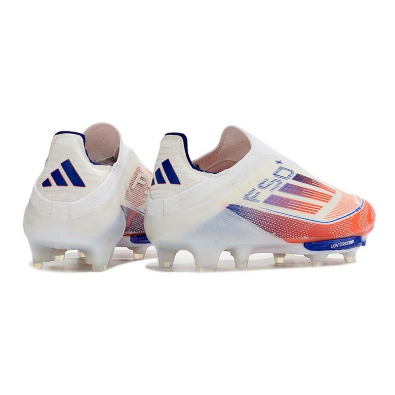 adidas F50 + Laceless FG Vit Röd Blå för Herr 6 Billiga Fotbollsskor adidas F50 + Laceless FG Vit Röd Blå 6