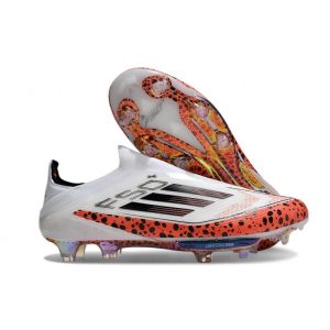 adidas F50 + Laceless FG X Messi Vit Svart Röd för Herr Billiga Fotbollsskor adidas F50 + Laceless FG X Messi Vit Svart Röd
