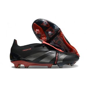 adidas Predator Elite Foldover Tongue FG Svart Grå Röd för Herr Billiga Fotbollsskor adidas Predator Elite Foldover Tongue FG Svart Grå Röd