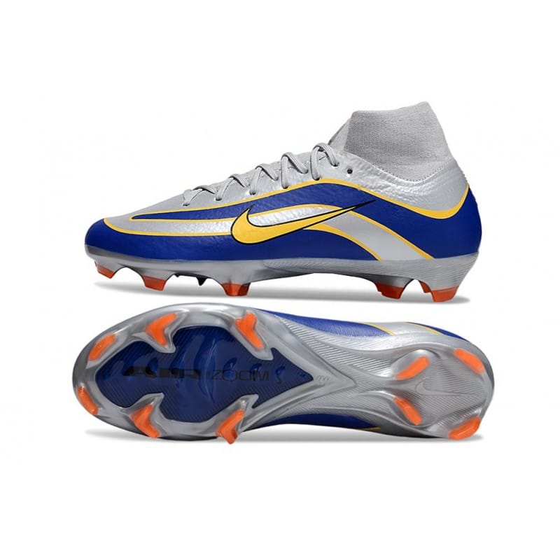 Nike Air Zoom Mercurial Superfly X Elite FG Silver Blå Gul för Herr 5 Billiga Fotbollsskor Nike Air Zoom Mercurial Superfly X Elite FG Silver Blå Gul 5