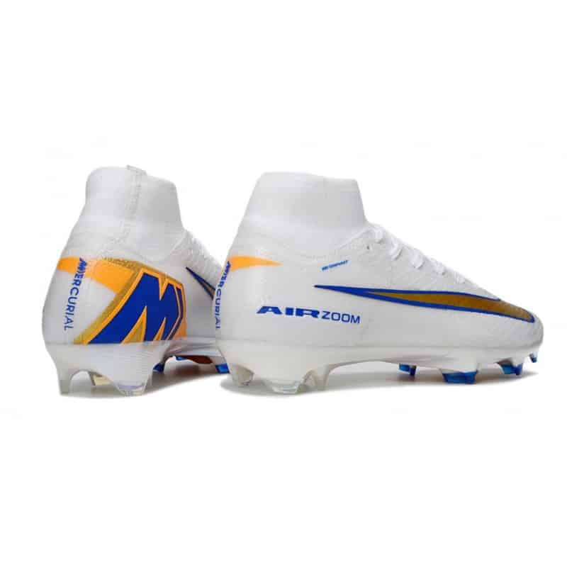 Nike Air Zoom Mercurial Superfly X Elite FG Vit Guld Blå för Herr 5 Billiga Fotbollsskor Nike Air Zoom Mercurial Superfly X Elite FG Vit Guld Blå 5
