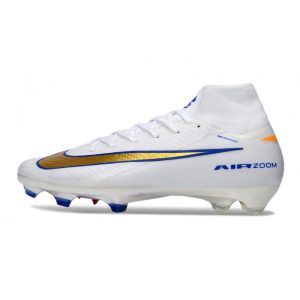 Nike Air Zoom Mercurial Superfly X Elite FG Vit Guld Blå för Herr Billiga Fotbollsskor Nike Air Zoom Mercurial Superfly X Elite FG Vit Guld Blå
