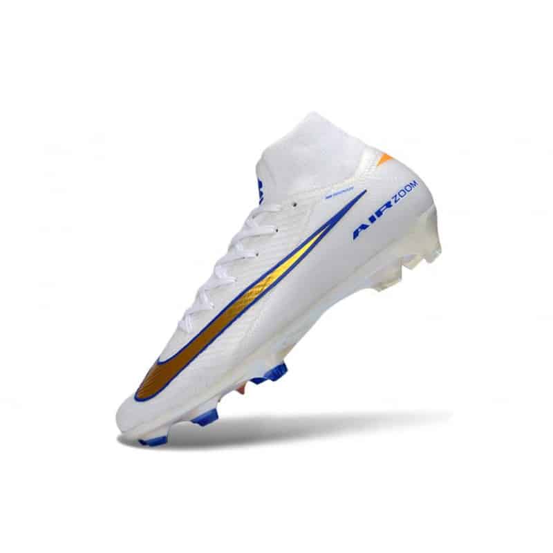 Nike Air Zoom Mercurial Superfly X Elite FG Vit Guld Blå för Herr 7 Billiga Fotbollsskor Nike Air Zoom Mercurial Superfly X Elite FG Vit Guld Blå 7