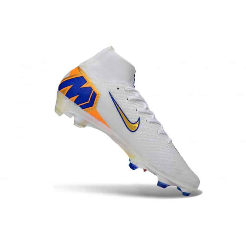 Nike Air Zoom Mercurial Superfly X Elite FG Vit Guld Blå för Herr 8 Billiga Fotbollsskor Nike Air Zoom Mercurial Superfly X Elite FG Vit Guld Blå 8