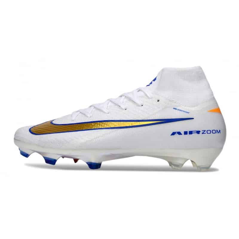 Nike Air Zoom Mercurial Superfly X Elite FG Vit Guld Blå för Herr 3 Billiga Fotbollsskor Nike Air Zoom Mercurial Superfly X Elite FG Vit Guld Blå 3