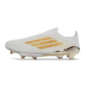adidas F50 + Laceless FG Vit Guld för Herr Billiga Fotbollsskor adidas F50 + Laceless FG Vit Guld