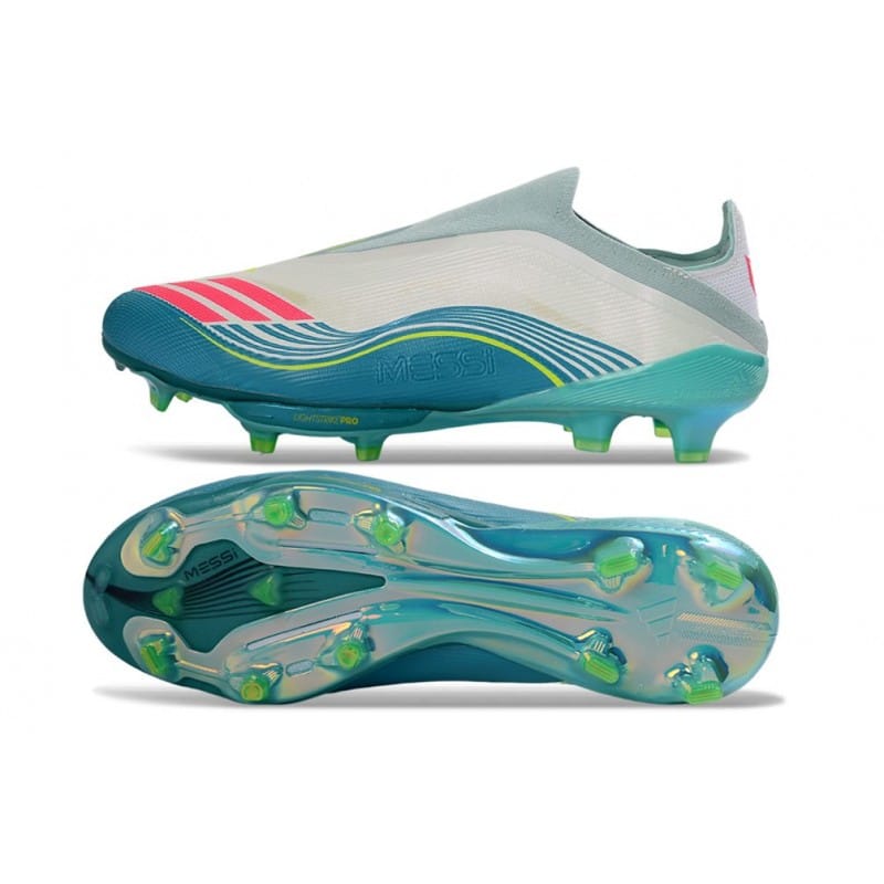 Adidas Fotbollsskor F50+ Elite Laceless FG Messi Vit Rosa Grön för Herr 4 Billiga Fotbollsskor Adidas Fotbollsskor F50+ Elite Laceless FG Messi Vit Rosa Grön 4