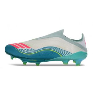Adidas Fotbollsskor F50+ Elite Laceless FG Messi Vit Rosa Grön för Herr Billiga Fotbollsskor Adidas Fotbollsskor F50+ Elite Laceless FG Messi Vit Rosa Grön