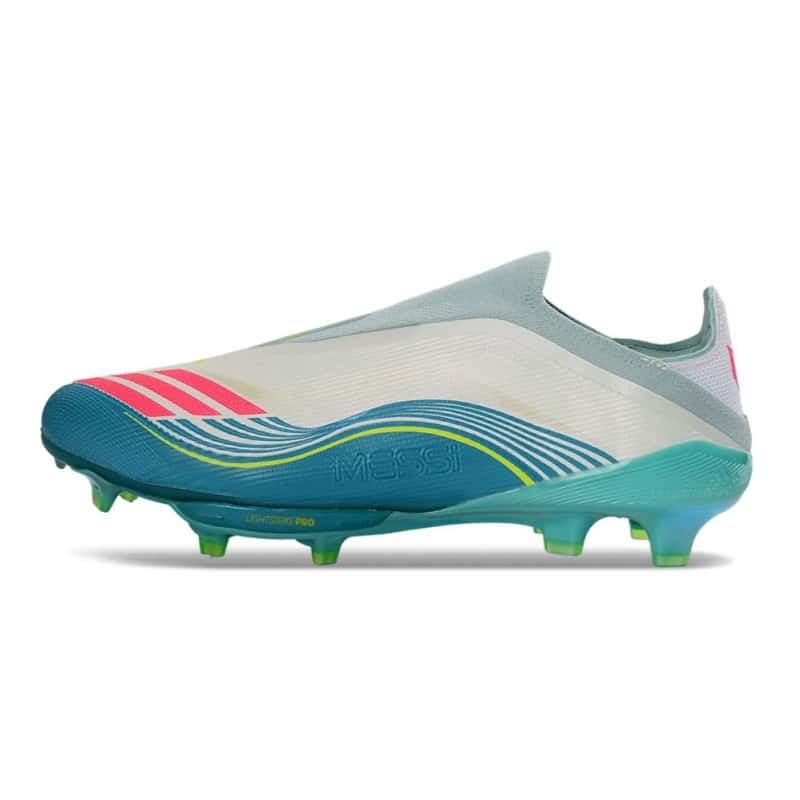 Adidas Fotbollsskor F50+ Elite Laceless FG Messi Vit Rosa Grön för Herr 3 Billiga Fotbollsskor Adidas Fotbollsskor F50+ Elite Laceless FG Messi Vit Rosa Grön 3