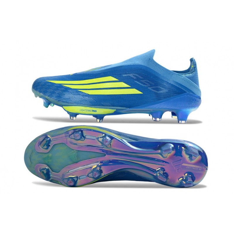 Adidas Fotbollsskor F50+ Elite Laceless FG X MESSI Blå Gul för Herr 4 Billiga Fotbollsskor Adidas Fotbollsskor F50+ Elite Laceless FG X MESSI Blå Gul 4