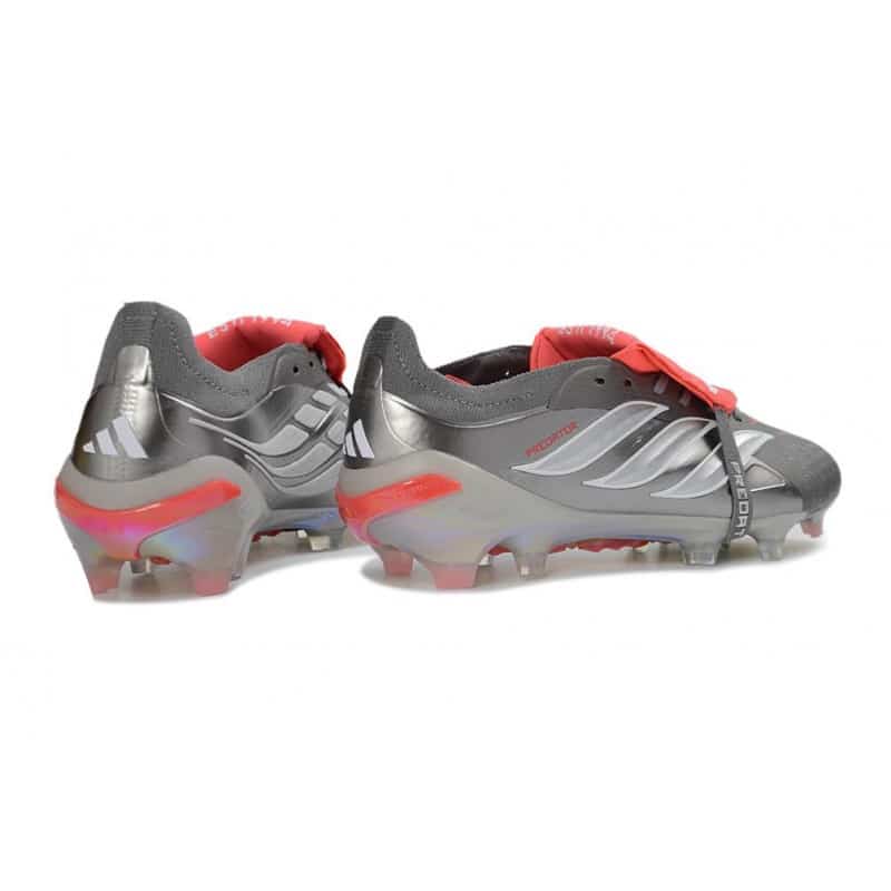 Adidas Predator 26 Elite Fold Over Tongue FG Metallisk Grå Röd för Herr 6 Billiga Fotbollsskor Adidas Predator 26 Elite Fold Over Tongue FG Metallisk Grå Röd 6