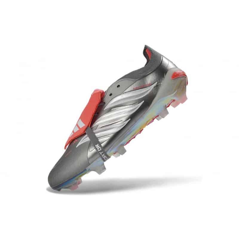 Adidas Predator 26 Elite Fold Over Tongue FG Metallisk Grå Röd för Herr 8 Billiga Fotbollsskor Adidas Predator 26 Elite Fold Over Tongue FG Metallisk Grå Röd 8