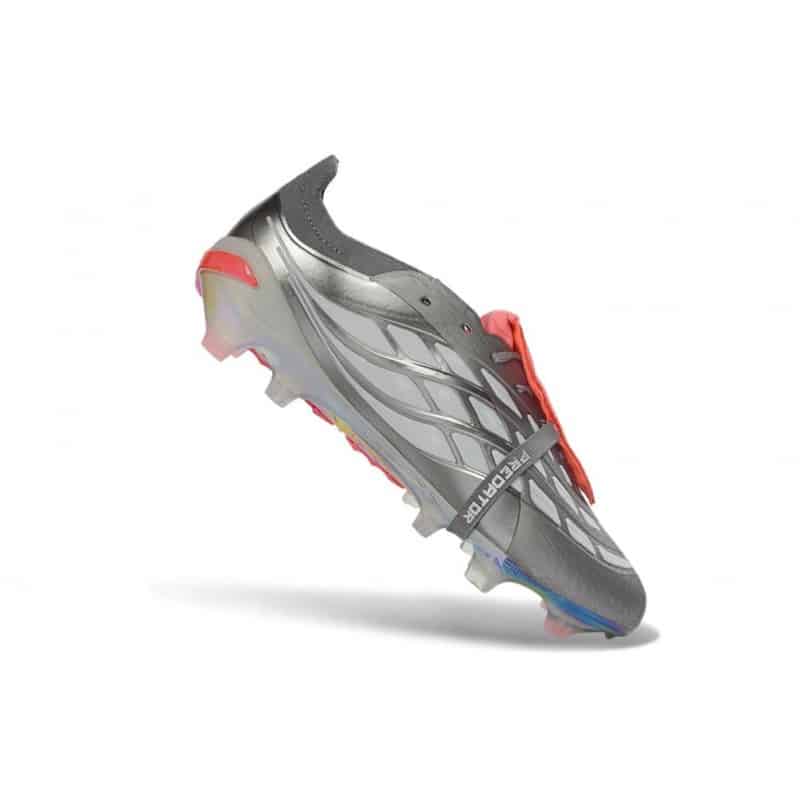 Adidas Predator 26 Elite Fold Over Tongue FG Metallisk Grå Röd för Herr 9 Billiga Fotbollsskor Adidas Predator 26 Elite Fold Over Tongue FG Metallisk Grå Röd 9